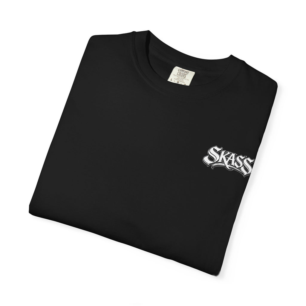 Sass Mini Logo T‑Shirt — White Garment‑Dyed Casual Tee