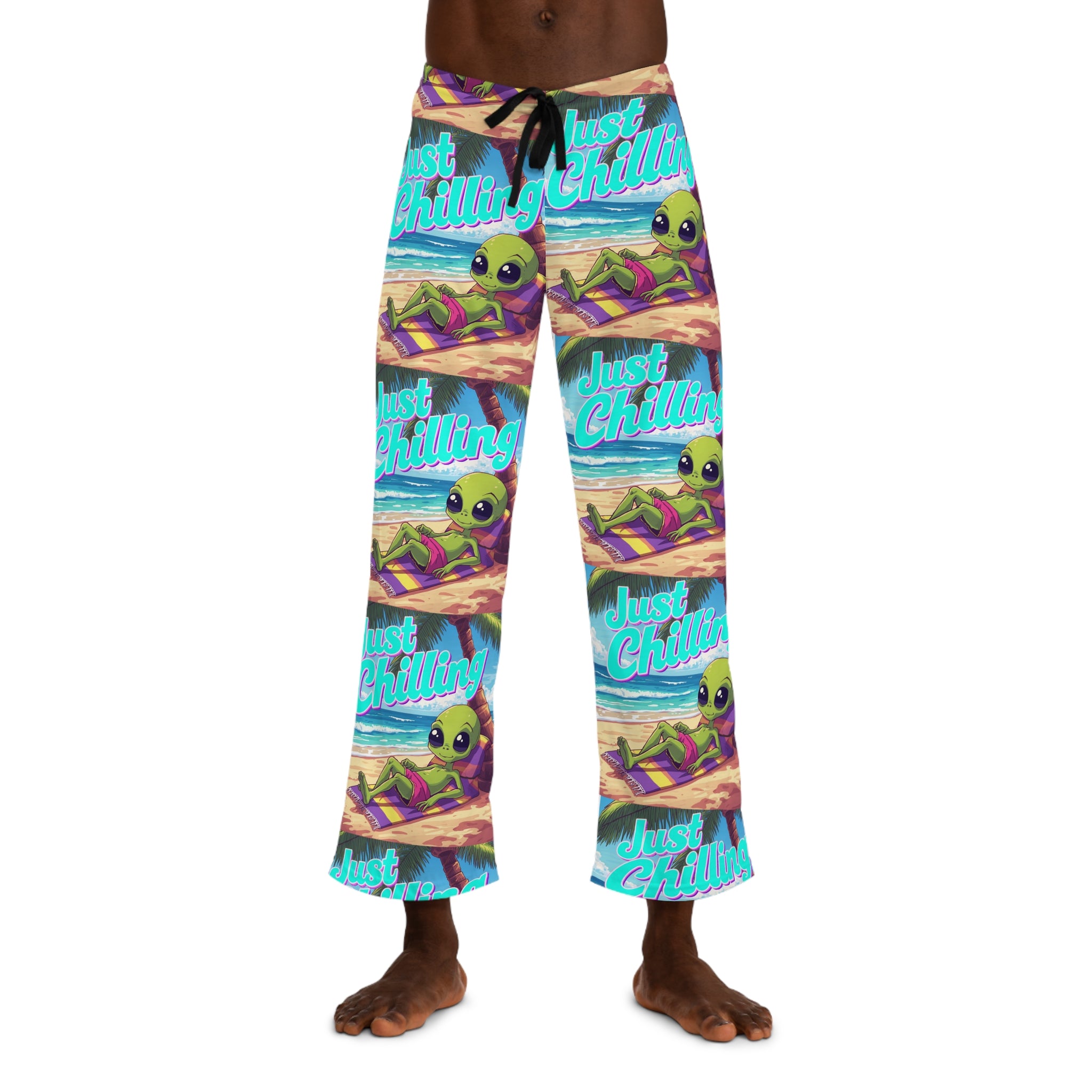 Pajama Pants — 'Just Chilling' Alien Beach Lounge Sleepwear